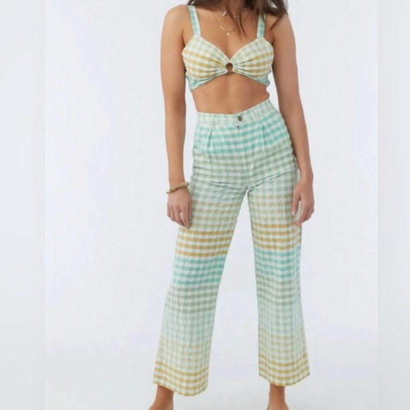 O’Neill green/yellow gingham pant set - Picture 1 of 4